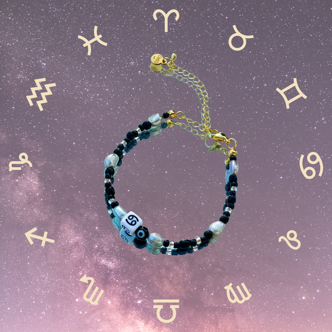 24k - Freshwater Pearl - Zodiac Sign Bracelet (Custom Color & Zodiac)