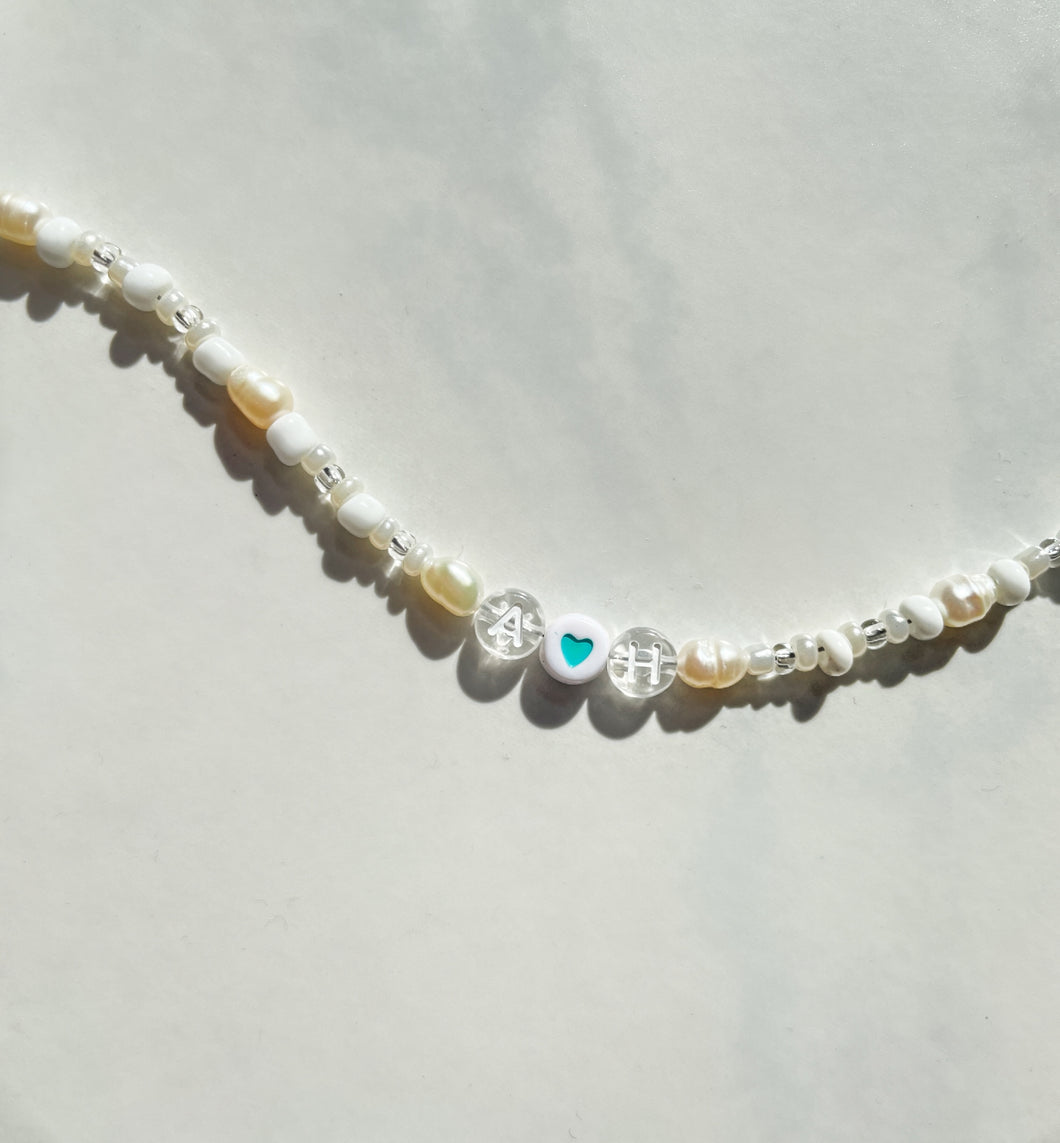 24k - Freshwater Pearl - Custom Letters Bracelet